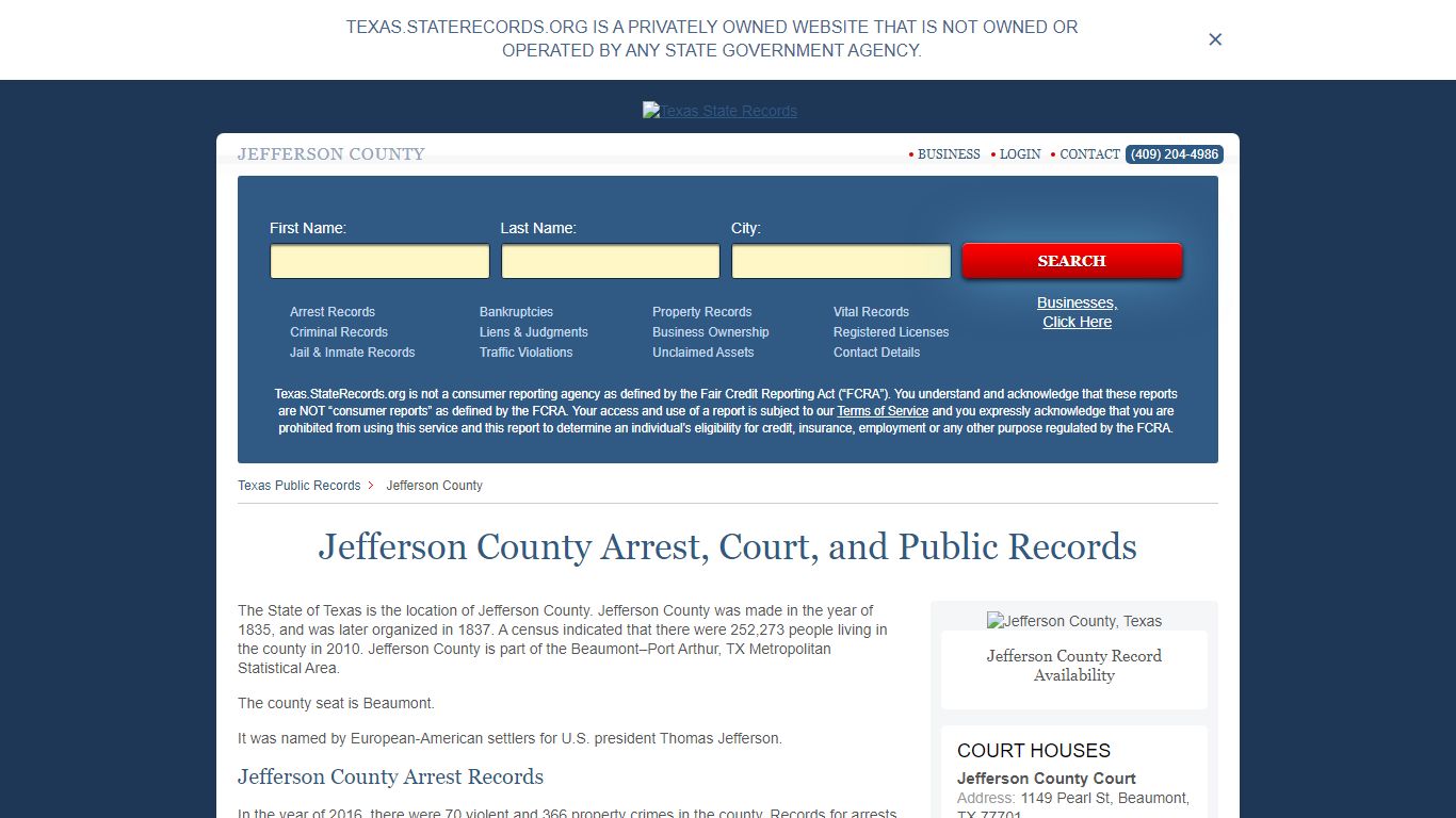 Jefferson County Arrest, Court, and Public Records