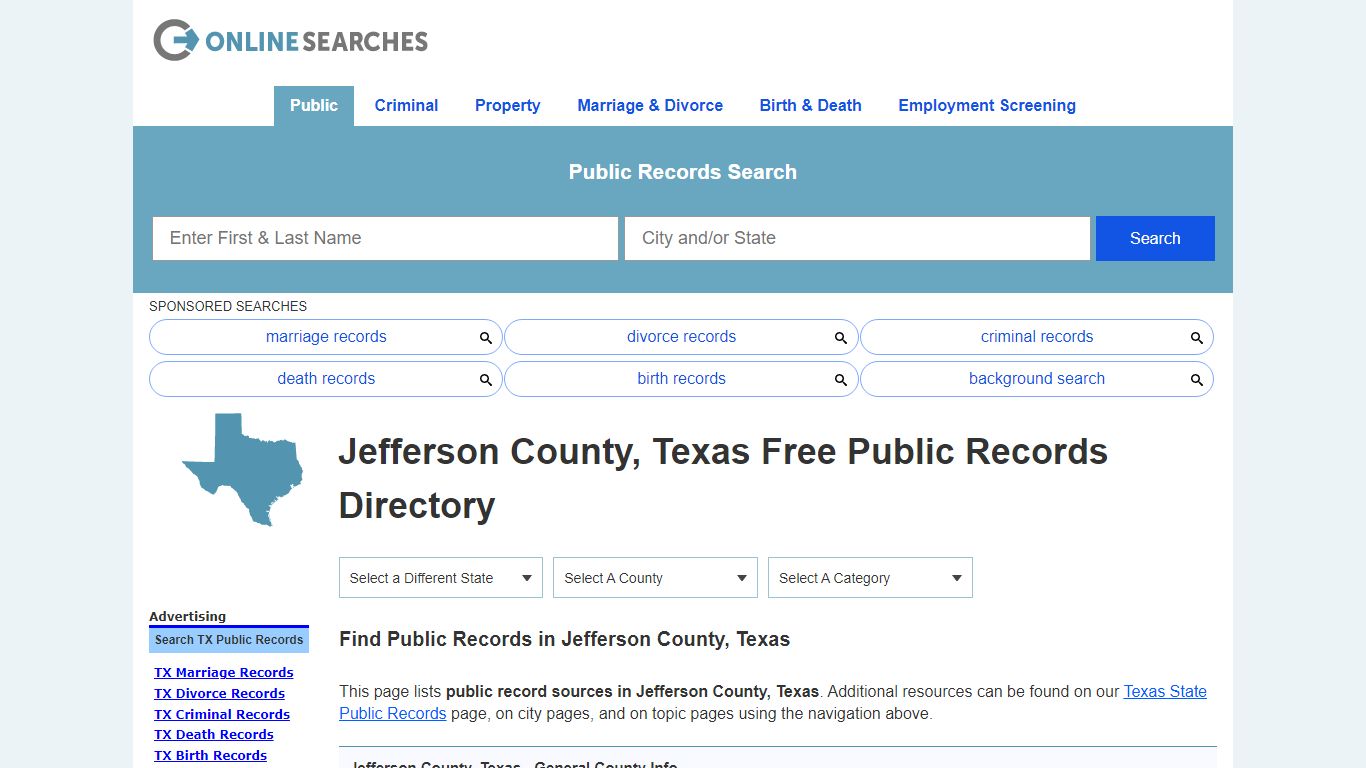 Jefferson County, Texas Public Records Directory - OnlineSearches.com