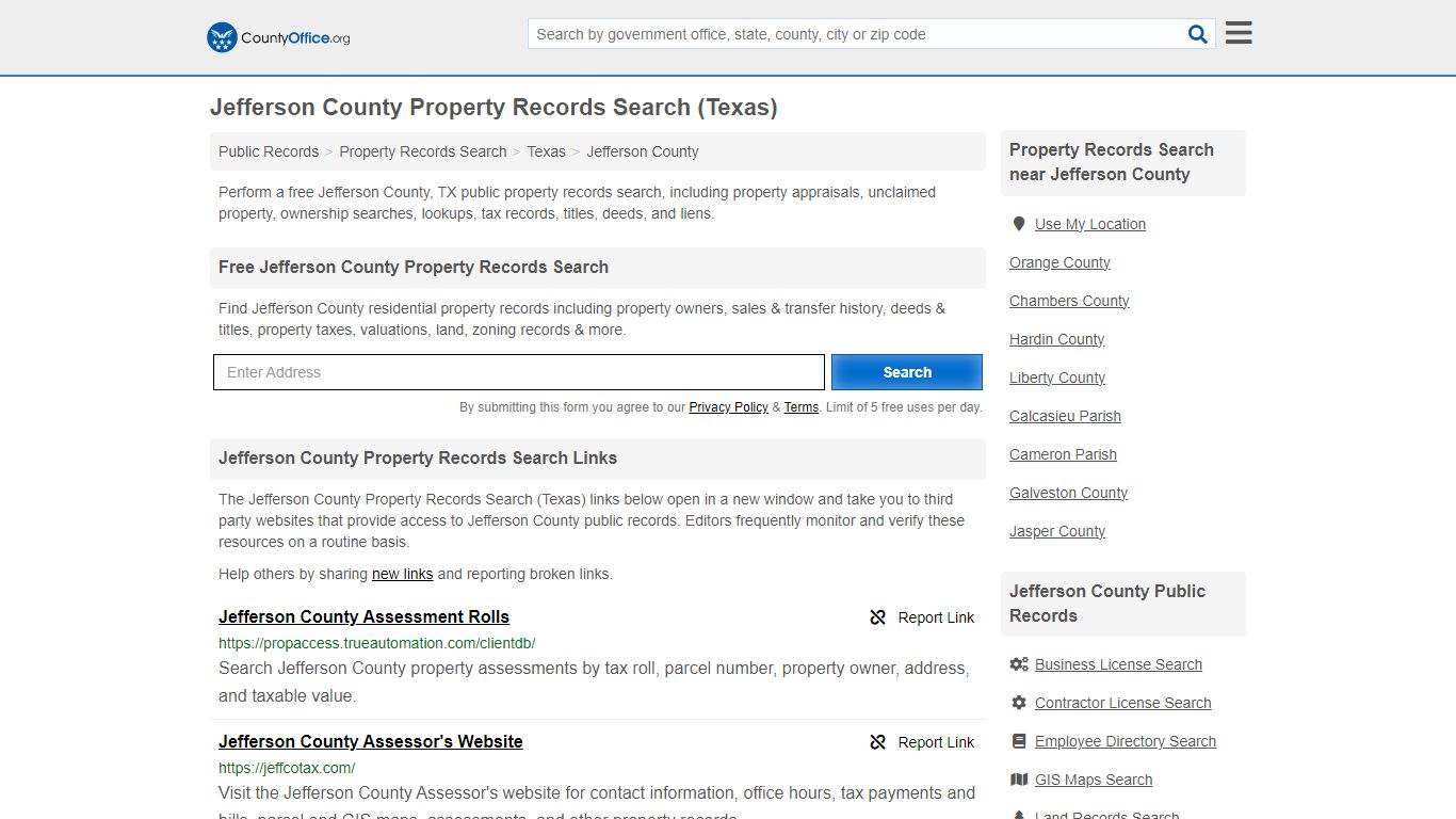 Jefferson County Property Records Search (Texas) - County Office